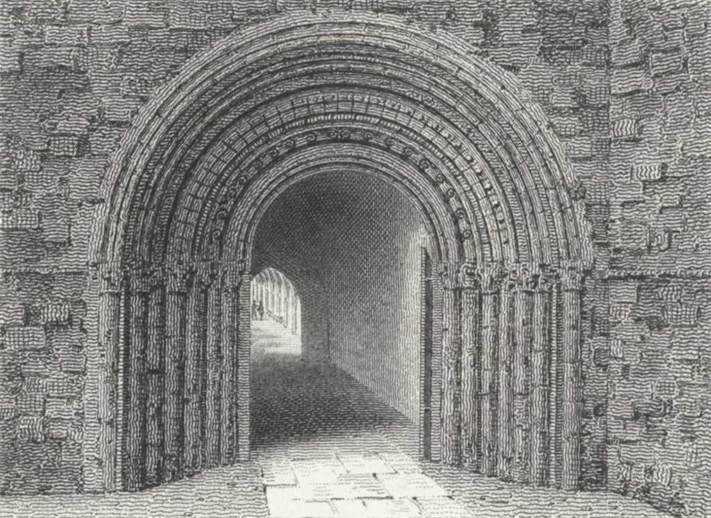 WORCESTER. South entry to cloisters of Cathedrals 1807 old antique print